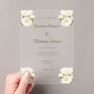 Modern Elegant Rose  Acrylic Invitations