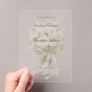 Modern Elegant Rose  Acrylic Invitations