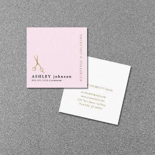 Modern Elegant Rose Faux Gold Scissor Hairdresser Square Business Card