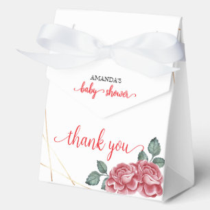 Modern Elegant Rose Floral Sweetheart Baby Shower  Favor Box