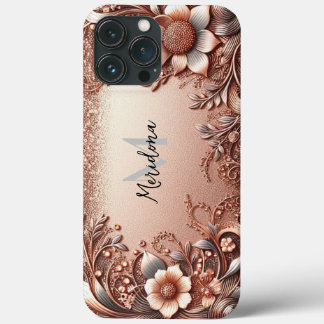 Modern elegant rose gold and florals5 iPhone 13 pro max case