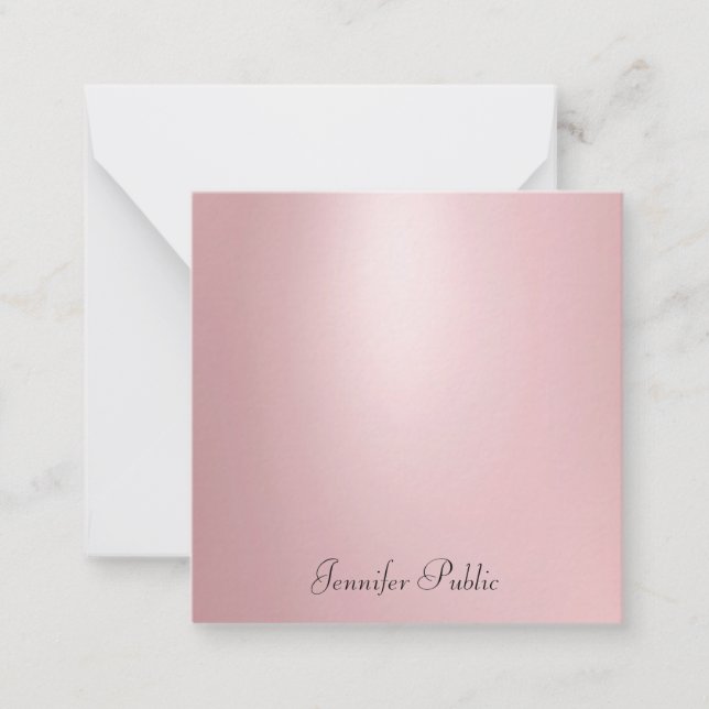 Modern Elegant Rose Gold Calligraphed Name Script Card (Front)
