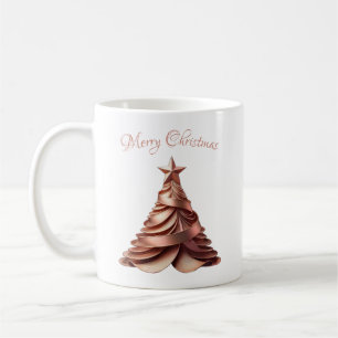 Modern Elegant Rose Gold Christmas Tree Coffee Mug