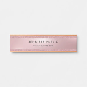 Modern Elegant Rose Gold Glitter Glamour Template Door Sign