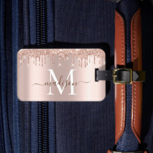 Modern Elegant Rose Gold Glitter  Luggage Tag