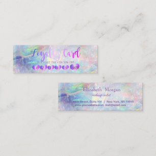 Modern Elegant Rose Gold Heart,Opal Loyalty Card