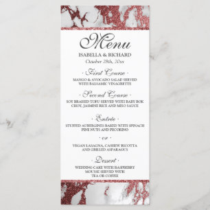 Modern Elegant Rose Gold Marble Wedding Menu