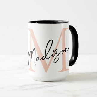 Modern Elegant Rose Gold Personalized Monogram Mug
