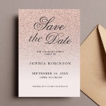 Modern Elegant Rose Gold Save the Date Graduation<br><div class="desc">Modern and elegant blush pink,  rose gold glitter ombre script save the date card graduation party featuring black modern calligraphy. Stylish and unique custom design.</div>