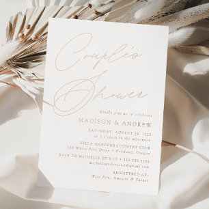 Modern Elegant Rose Gold Script Couple's Shower
