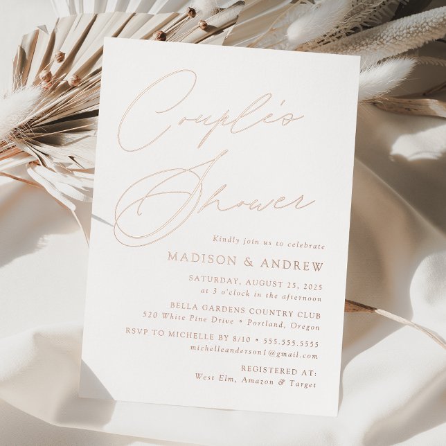 Modern Elegant Rose Gold Script Couple's Shower (Creator Uploaded)