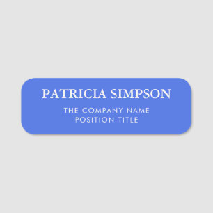 Modern Elegant Royal Blue White Simplicity & Style Name Tag