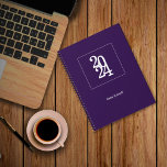 Modern Elegant Royal Purple 2024 Simple Planner<br><div class="desc">Simple Elegant Royal Purple Minimalist Planner is perfect for everyday uses, office workers, event planners, or for any professional as well as personal usage. Its design is sleek, minimal, simple, elegant, and modern, and perfect corporate look. comes with a customizable year and name, a perfect way to personalize it. This...</div>