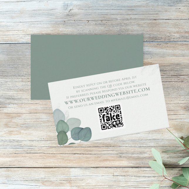 Modern Elegant Rustic Eucalyptus Greenery RSVP  Business Card (Creator Uploaded)