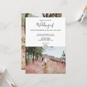 Modern elegant rustic monogram photo Wedding Invitation