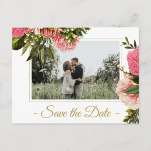 Modern elegant rustic photo save the date wedding announcement postcard