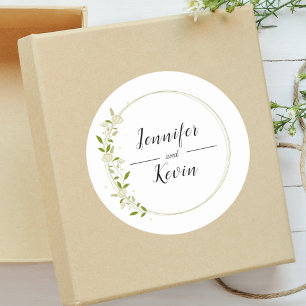Modern Elegant Rustic Wildflower Wedding Classic Round Sticker