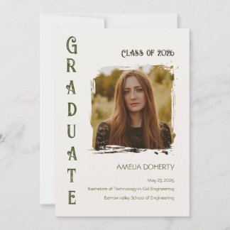 Modern Elegant Sage & Cream graduation Announcement