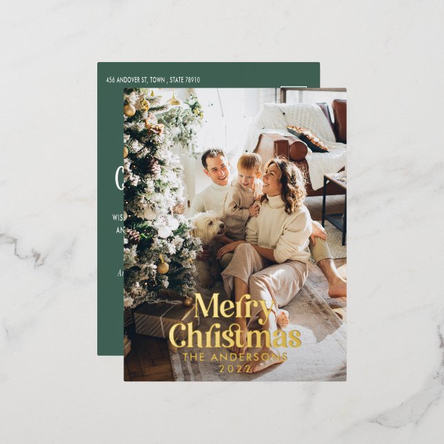  Modern elegant sage green botanical typography Foil Holiday Postcard (Front/Back)