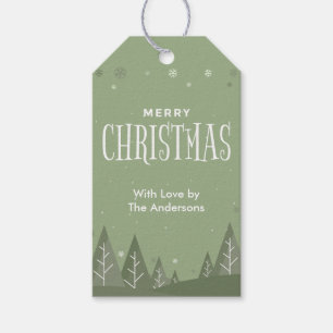Modern Elegant Sage Green Merry Christmas Gift Tags