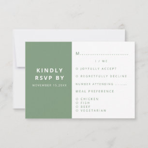Modern Elegant Sage Green Minimalist Wedding RSVP Card