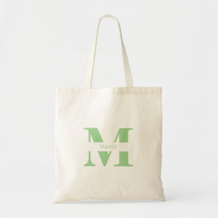 Modern Elegant Sage Green Personalized Monogram Tote Bag