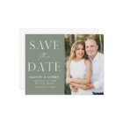 Modern Elegant Sage Green Photo Save the Date