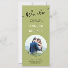 Modern Elegant Sage Green Photo Wedding Program
