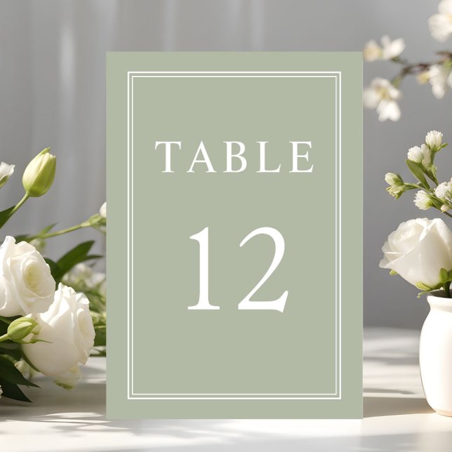 Modern Elegant Sage Green Wedding Table Number (Modern Elegant Sage Green Wedding Table Number)