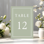 Modern Elegant Sage Green Wedding Table Number<br><div class="desc">Modern Elegant Sage Green Wedding Table Number Card</div>