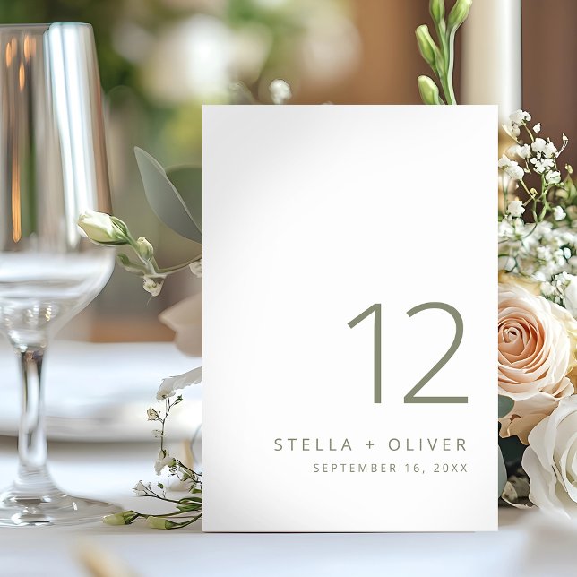 Modern Elegant Sage Green Wedding Table Number (Modern Elegant Sage Green Wedding Table Number)