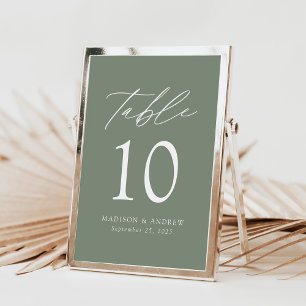 Modern Elegant Sage Green Wedding Table Numbers