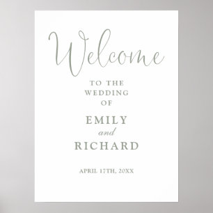 Modern Elegant Sage Green Wedding Welcome Sign