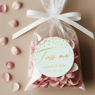 Modern Elegant Sage Toss Me Wedding Confetti Favou Classic Round Sticker