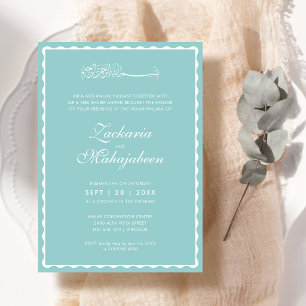 Modern, Elegant Scalloped Frame Islamic Wedding Invitation