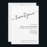 Modern Elegant Script 21st Birthday Invitation<br><div class="desc">Modern Black and White 21st Birthday Invitation. Minimalist 21st birthday invitation template design featuring elegant calligraphy hand lettered script font.</div>