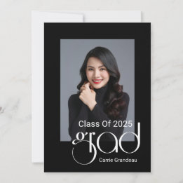 Modern Elegant Script 4 Photo Graduation Party Invitation