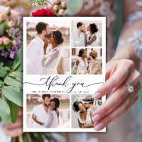 Modern Elegant Script 6 Photo Collage Wedding