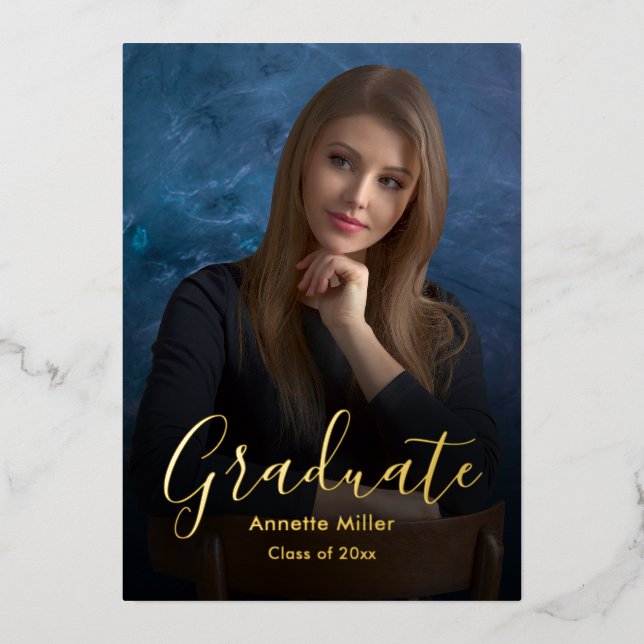 Modern Elegant Script Add Photo Graduation Party (Front)