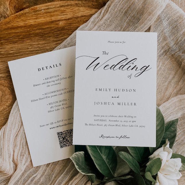 Modern Elegant Script All in One Wedding Invitation (Creator Uploaded)