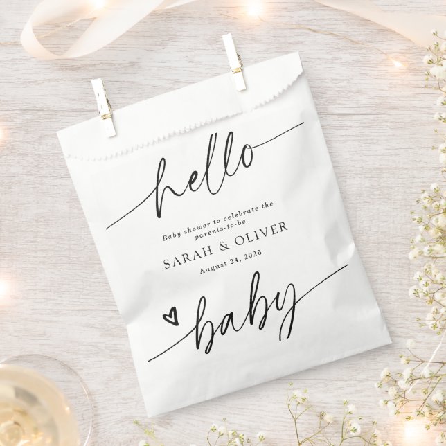 Modern Elegant Script Baby Shower Favour Bag (Clipped)