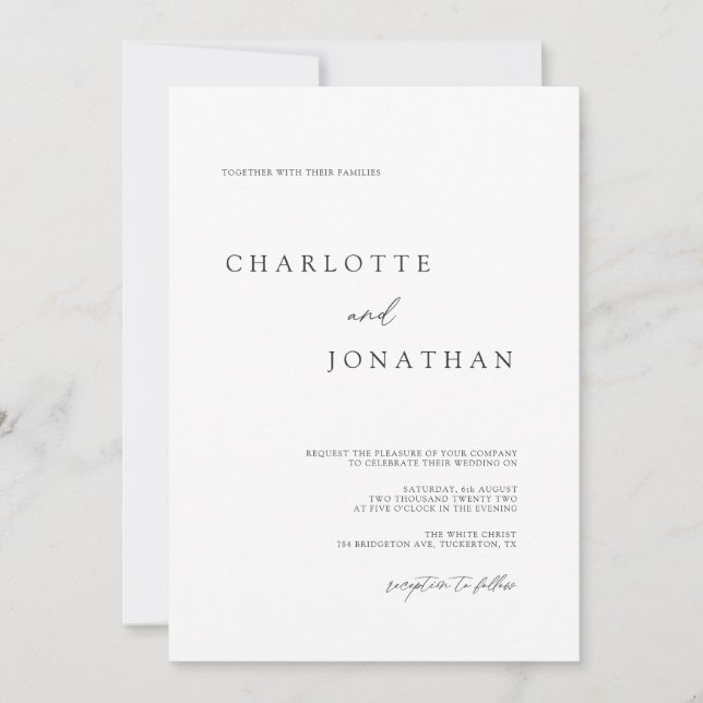 Modern Elegant Script Black and White Wedding Invi Invitation (Front)