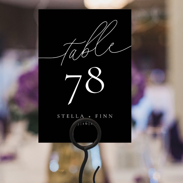 Modern Elegant Script Black Wedding Table Number (Modern Elegant Script Black Wedding Table Number)