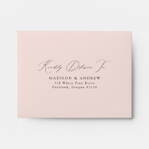Modern Elegant Script Blush Wedding RSVP Envelope