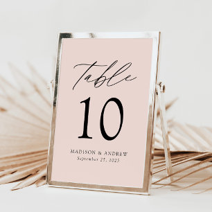 Modern Elegant Script Blush Wedding Table Number