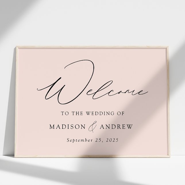 Modern Elegant Script Blush Wedding Welcome Poster (Creator Uploaded)