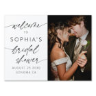 Modern Elegant Script Bridal Shower Photo Welcome