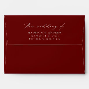 Modern Elegant Script Burgundy Wedding Envelope