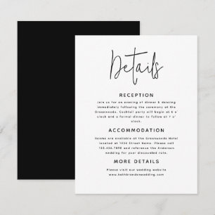 Modern Elegant Script Calligraphy Wedding Details