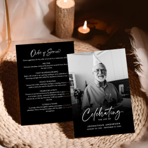 Modern Elegant Script Celebration of Life Funeral Program